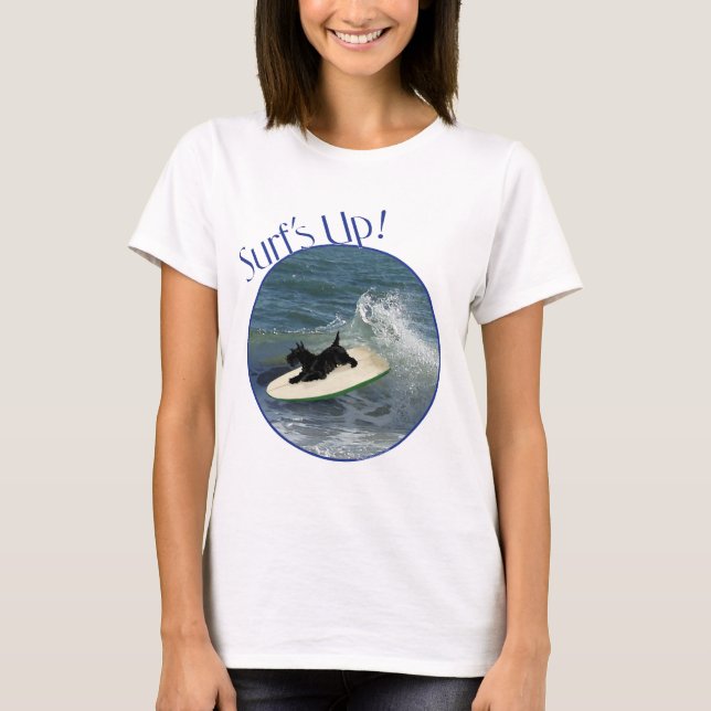Camiseta Surfando Scottish Terrier (Frente)