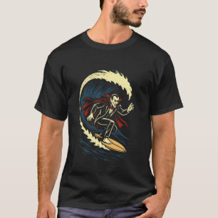 Camiseta Surfando Vampiro Divertido Dracula Halloween Surf