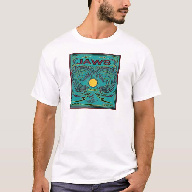 CAMISETA SURFAR DE MAUI HAVAÍ DAS MAXILAS (Frente)