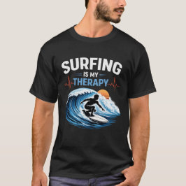Camiseta Surfar É Minha Terapia Oceano Surfista Batimento C