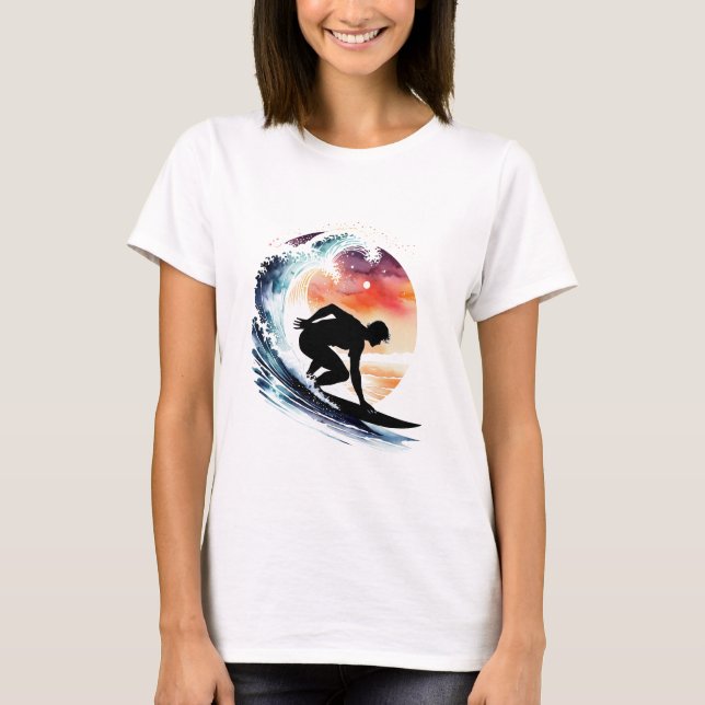 Camiseta Surfar em Aquarelas (Frente)