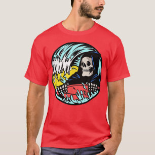 Camiseta Surfar no Surf do Esqueleto Grim Reaper