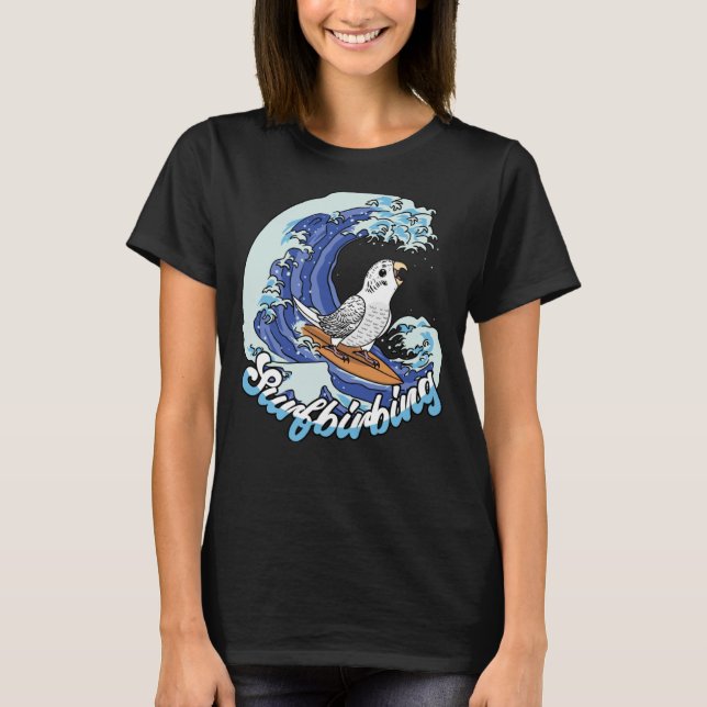 Camiseta Surfbirbing Parrot I White Budget Budgerigar (Frente)