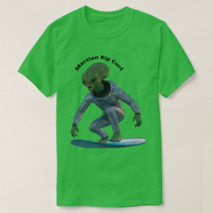 Camiseta Surfboard Surfing Space Marcian dirigindo um URM d