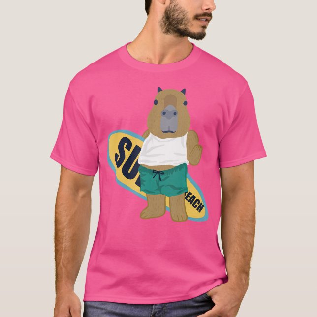Camiseta Surfboard Wild Animal Surfing Beach Sunset (Frente)