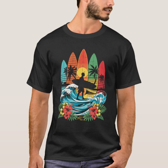 Camiseta Surfboarder Hawaii Wave Surfing Beach Surfer Lover (Frente)