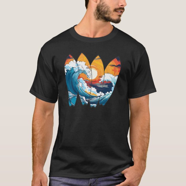 Camiseta Surfboards de Ondas de Navegação (Frente)