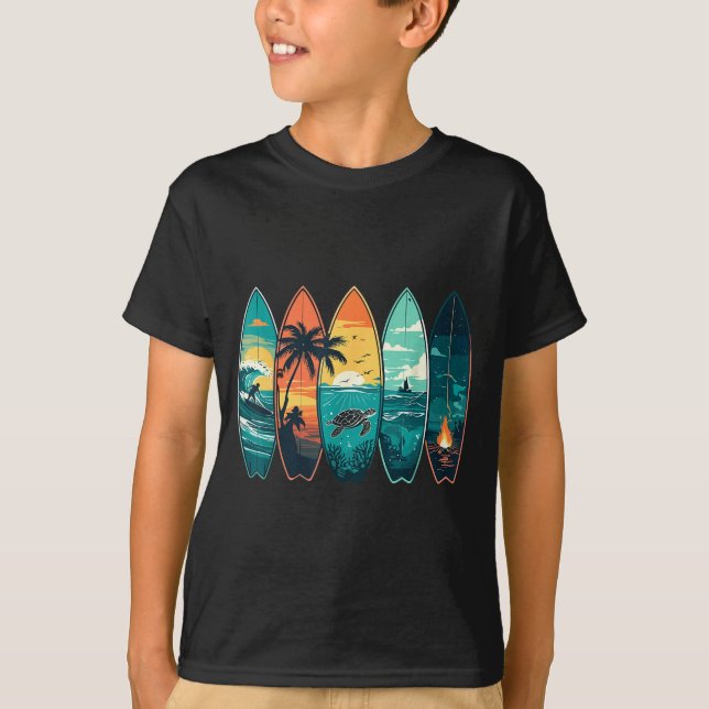 Camiseta Surfboards Sunset Ocean Beach Vibe Surfer  (Frente)