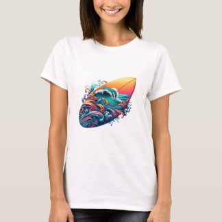 Camiseta Surfbrett mit Wellen