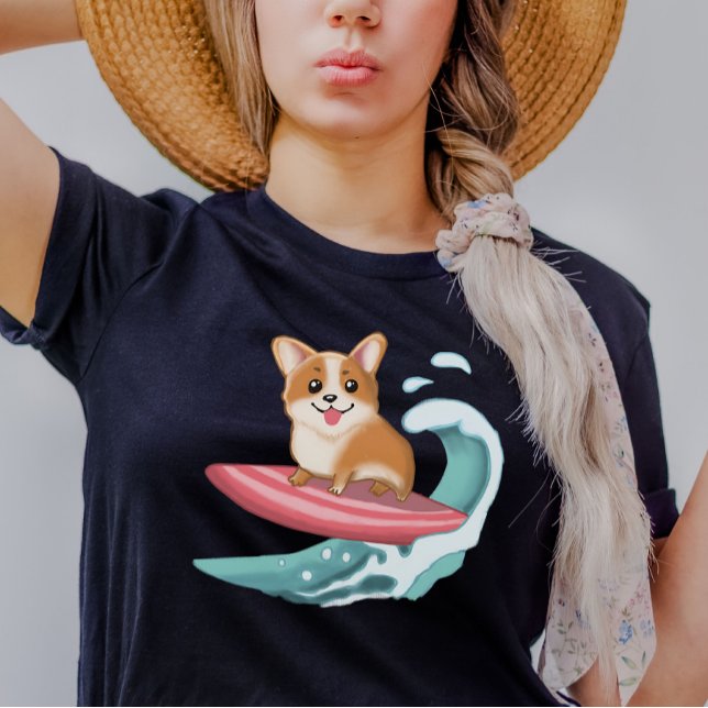 Camiseta Surfe de Corgi em Cute (Criador carregado)