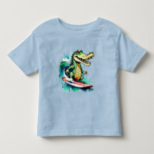 Camiseta Surfe de crocodilo engraçado