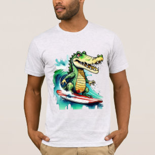 Camiseta Surfe de crocodilo engraçado