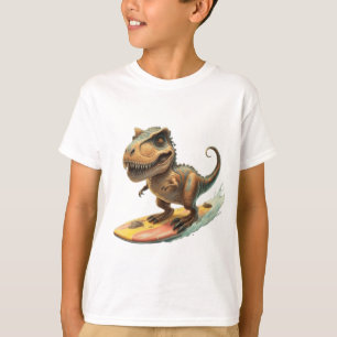 Camiseta Surfe de dinossauro bonito