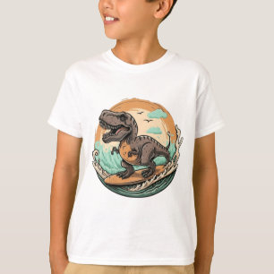 Camiseta Surfe de dinossauro bonito