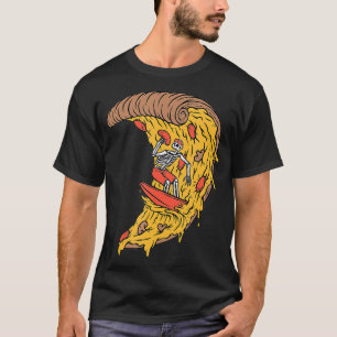 Camiseta Surfe de esqueleto em pizza - entrega de pizza eng