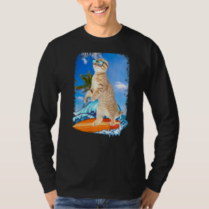 Camiseta Surfe de Gato do Havaí, em forma de lince, surfer
