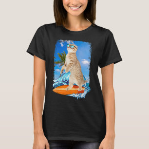 Camiseta Surfe de Gato do Havaí, em forma de lince, surfer 