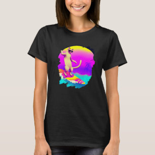 Camiseta Surfe de Gato Navegando Ondas Ondas Oceânicas Artí