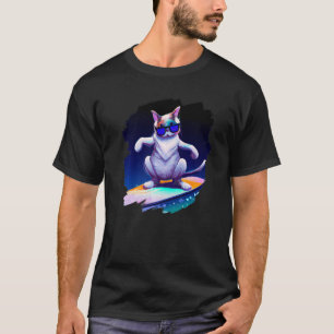 Camiseta Surfe de Gato Navegando Ondas Ondas Oceânicas Artí
