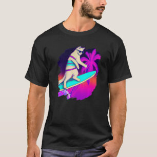 Camiseta Surfe de Gato Navegando Ondas Ondas Oceânicas Artí