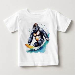 Camiseta Surfe de gorila engraçado