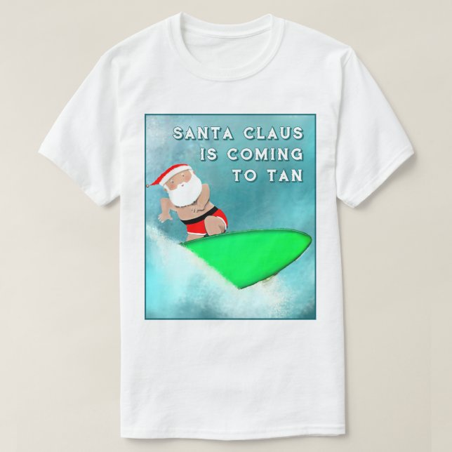 Camiseta Surfe de Natal Engraçado (Frente do Design)