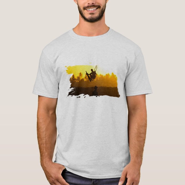 Camiseta Surfe de pipa tropical em amarelo-sol (Frente)
