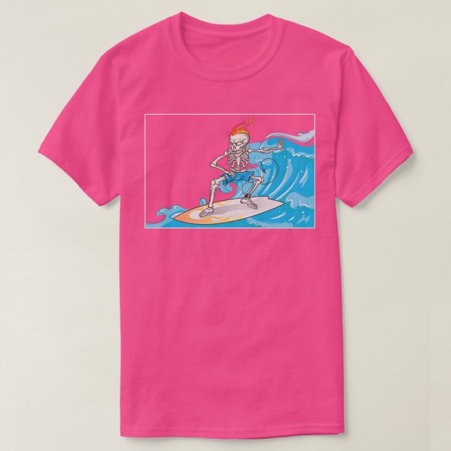 Camiseta Surfe de Surf Skeleton (Frente do Design)