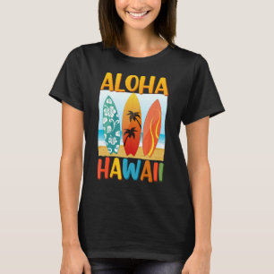 Camiseta Surfe de Surfboard na Ilha Havaiana Retro Aloha Ha