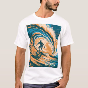 Camiseta Surfe de Texto Personalizado Onda de Navegação Mín