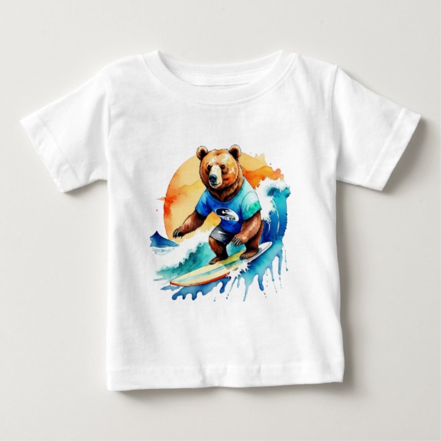Camiseta Surfe de urso bonito (Frente)
