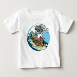 Camiseta Surfe de Verão - Ilustração de Tartaruga e Coel