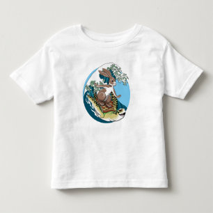 Camiseta Surfe de Verão - Ilustração de Tartaruga e Coelho