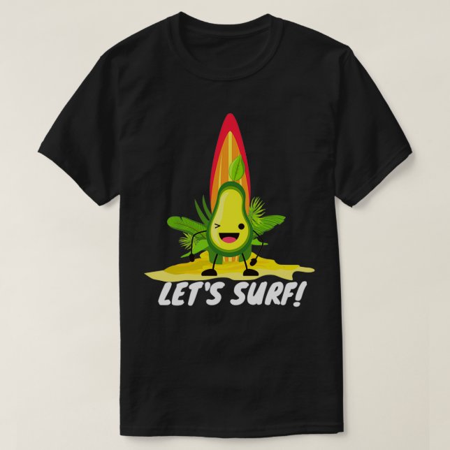 Camiseta Surfe engraçado em abacate 56 (Frente do Design)