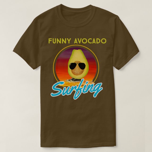 Camiseta Surfe engraçado em abacate 68 (Frente do Design)