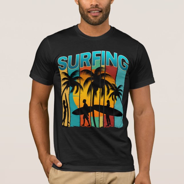 Camiseta surfe férias de verão surfando (Frente)