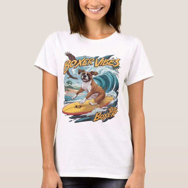 Camiseta Surfe majestosa de cachorro (Frente)