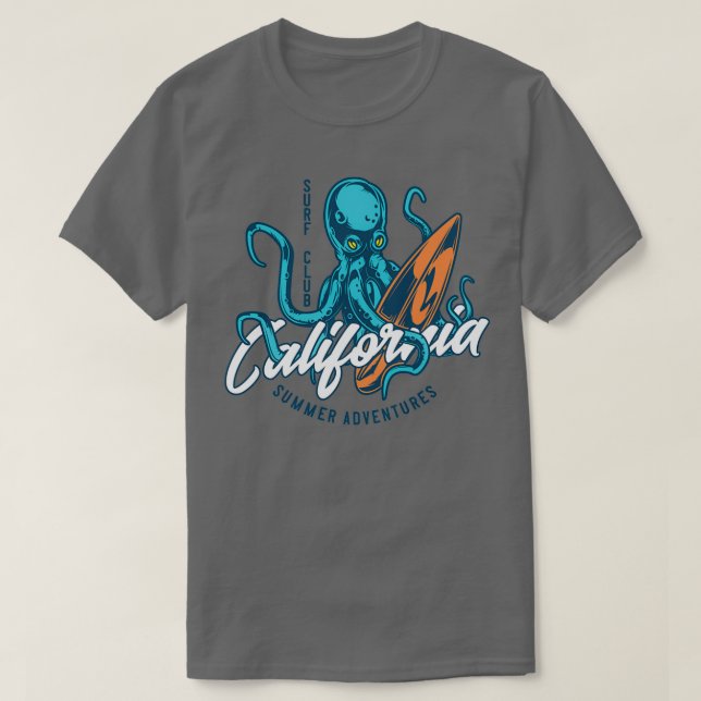 Camiseta Surfe no Clube de Surfs da Califórnia com Octopus (Frente do Design)