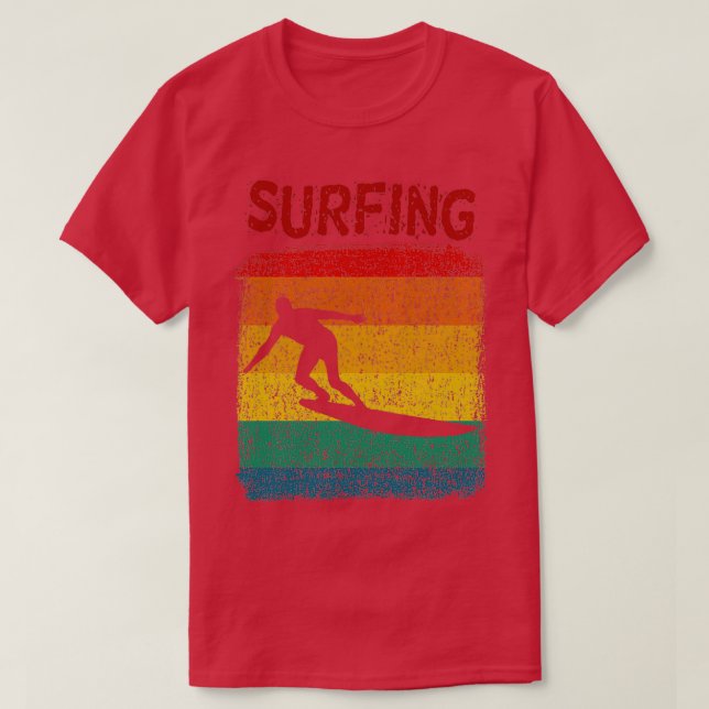 Camiseta Surfe no surf retrô angustiado de surfe (Frente do Design)