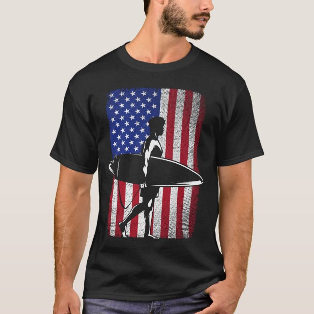 Camiseta Surfe no Surfe 4 de julho bandeira americana M (Frente)