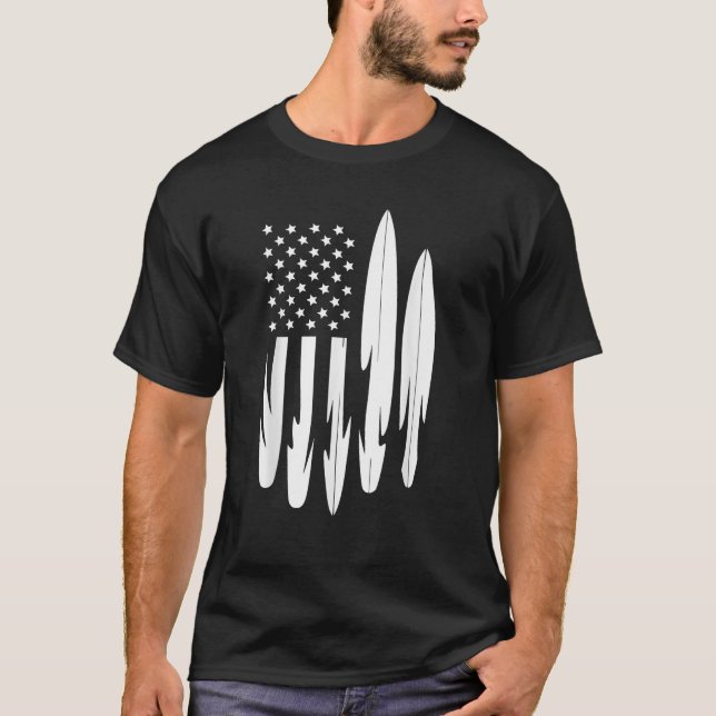 Camiseta Surfer American Flag Surfboard 4 de julho (Frente)