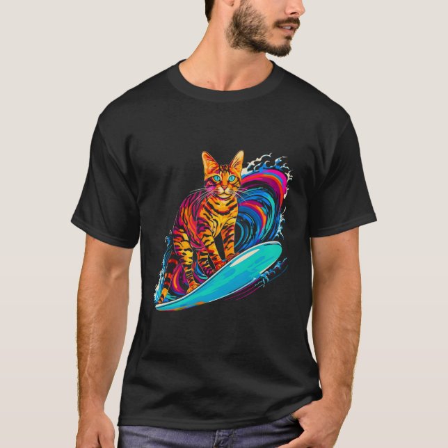 Camiseta Surfer de Gato Bengala (Frente)