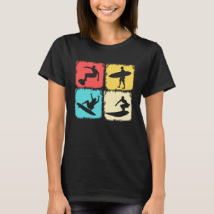Camiseta Surfer de Onda de Navegação na Placa de Surfe Retr