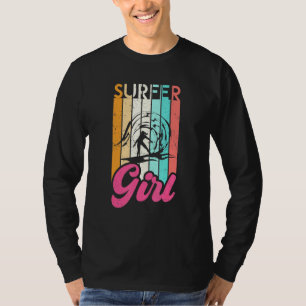 Camiseta Surfer Garota Surfboard Mulheres Surf Oceano Retro