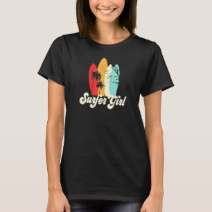 Camiseta Surfer Girl Retro Sunset Surfboard 1