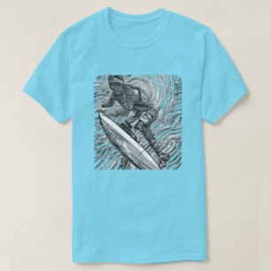 Camiseta Surfer Gráfico de Scratchboard