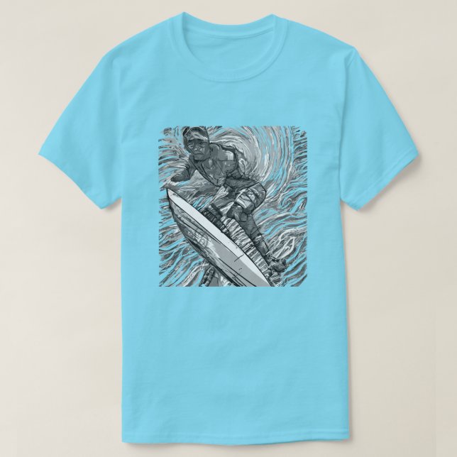 Camiseta Surfer Gráfico de Scratchboard (Frente do Design)
