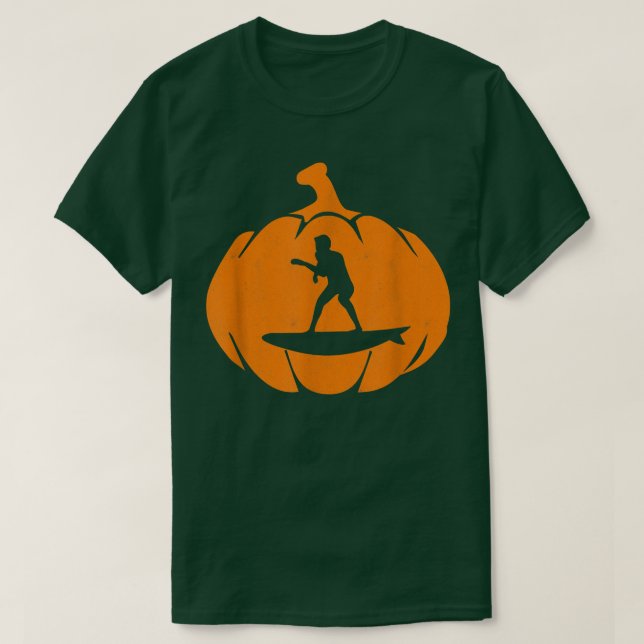 Camiseta Surfer Pumpkin do Dia das Bruxas (Frente do Design)