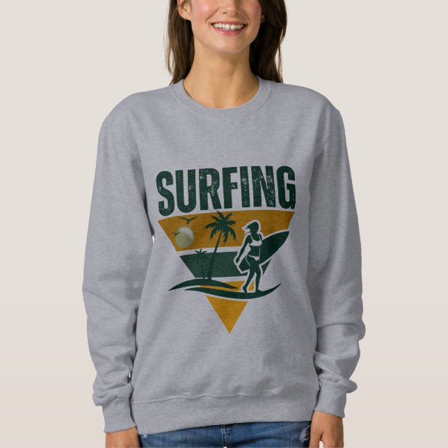 Camiseta Surfer Silhouette Retro Surfing, surf engraçado (Frente)