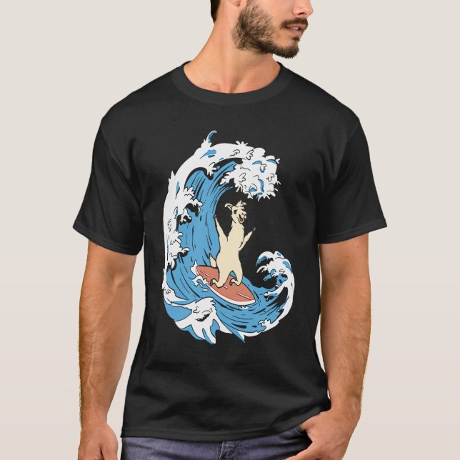 Camiseta Surfer Surfboard Waves  Surfrider Surfing Llama (Frente)